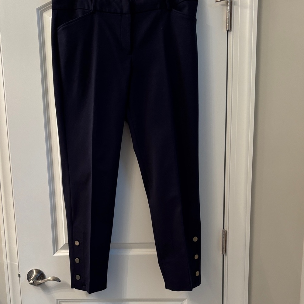 Talbots Hamshire Navy Pants with Brushed Gold Button Accents